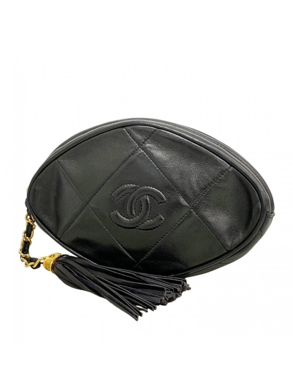 Chanel Pouch Lambskin Black Gold